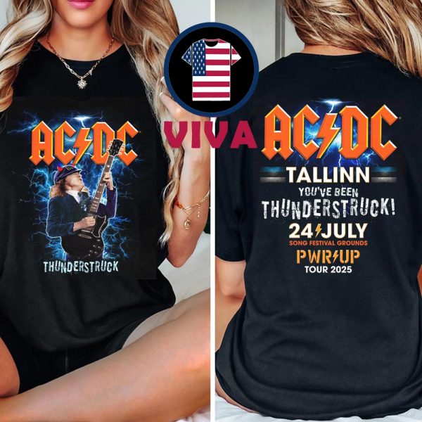 ACDC Tallinn 2025 PWR UP Event Tour Song Festival Grounds Estonia On July 24th Two Sided T-Shirt