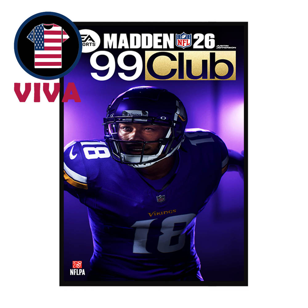 Justin Jefferson Madden 26 Cover 99 Club Player Minnesota Vikings NFL Home Decor Poster Canvas Justin Jefferson Madden 26 Cover 99 Club Player Minnesota Vikings NFL Home Decor Poster Canvas