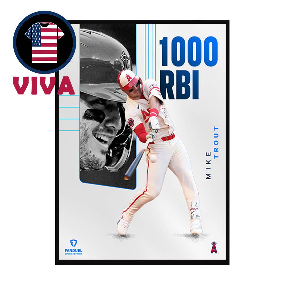 Mike Trout Los Angeles Angels 1000th Career RBI On Home Run 2025 MLB Vs Seattle Mariners Home Decor Poster Canvas Mike Trout Los Angeles Angels 1000th Career RBI On Home Run 2025 MLB Vs Seattle Mariners Home Decor Poster Canvas