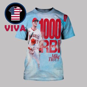Mike Trout Los Angeles Angels 1000th Career RBI On Home Run MLB 2025 vs Seattle Mariners All Over Print T-Shirt