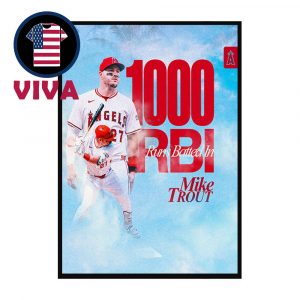 Mike Trout Los Angeles Angels 1000th Career RBI On Home Run MLB 2025 vs Seattle Mariners Home Decor Poster Canvas