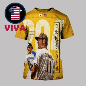 Yu Darvish 204 Combined Wins In Japan MLB Career Victory For The Most All Time History All Over Print T-Shirt