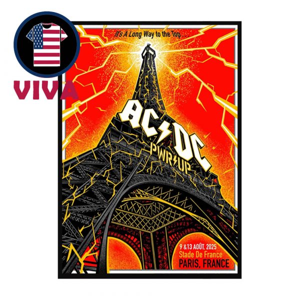 ACDC Paris 2025 Eiffel Tower Stade De France On August 9th And 13th PWR Up Tour Event Home Decor Poster Canvas