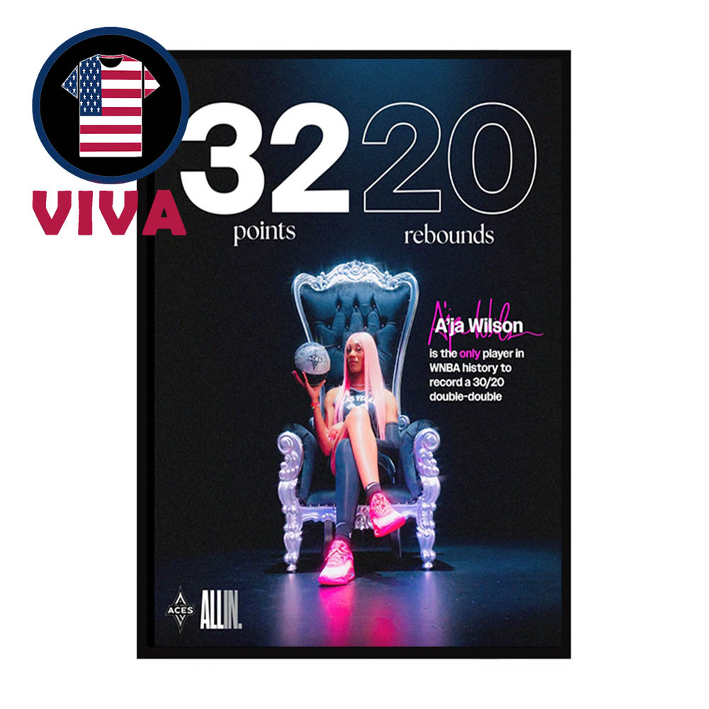 A'ja Wilson First 30 20 Double Double In WNBA History Home Decor Poster Canvas A'ja Wilson First 30 20 Double Double In WNBA History Home Decor Poster Canvas