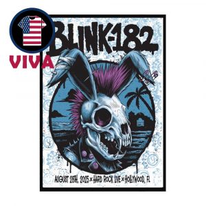 Blink 182 Hollywood FL 2025 Hark Rock Live On August 28th Home Decor Poster Canvas