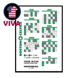 Boston Celtics NBA Season 2025 2026 Schedule Home Decor Poster Canvas