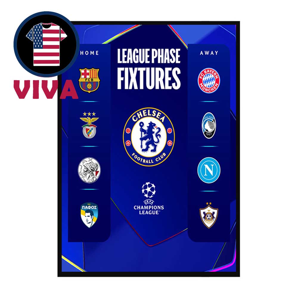 Chelsea UEFA Champions League Draw 2025 2026 League Phase Fixtures Schedule Home Decor Poster Canvas Chelsea UEFA Champions League Draw 2025 2026 League Phase Fixtures Schedule Home Decor Poster Canvas