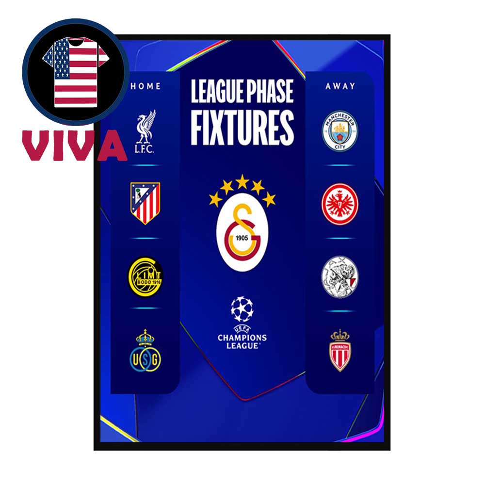Galatasaray Spor Kulubu UEFA Champions League Draw 2025 2026 League Phase Fixtures Schedule Home Decor Poster Canvas Galatasaray Spor Kulubu UEFA Champions League Draw 2025 2026 League Phase Fixtures Schedule Home Decor Poster Canvas