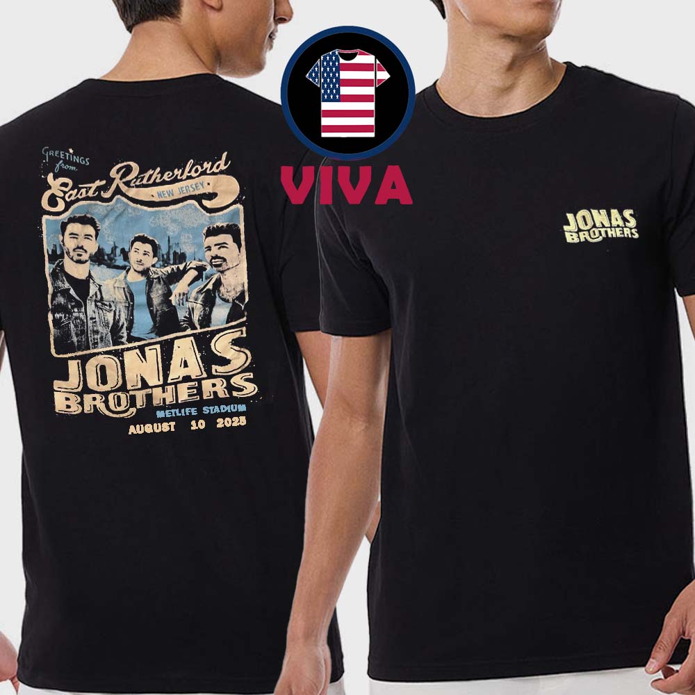 Jonas Brothers MetLife Stadium New Jersey 2025 August 10th Two Sided T-Shirt Jonas Brothers MetLife Stadium New Jersey 2025 August 10th Two Sided T-Shirt