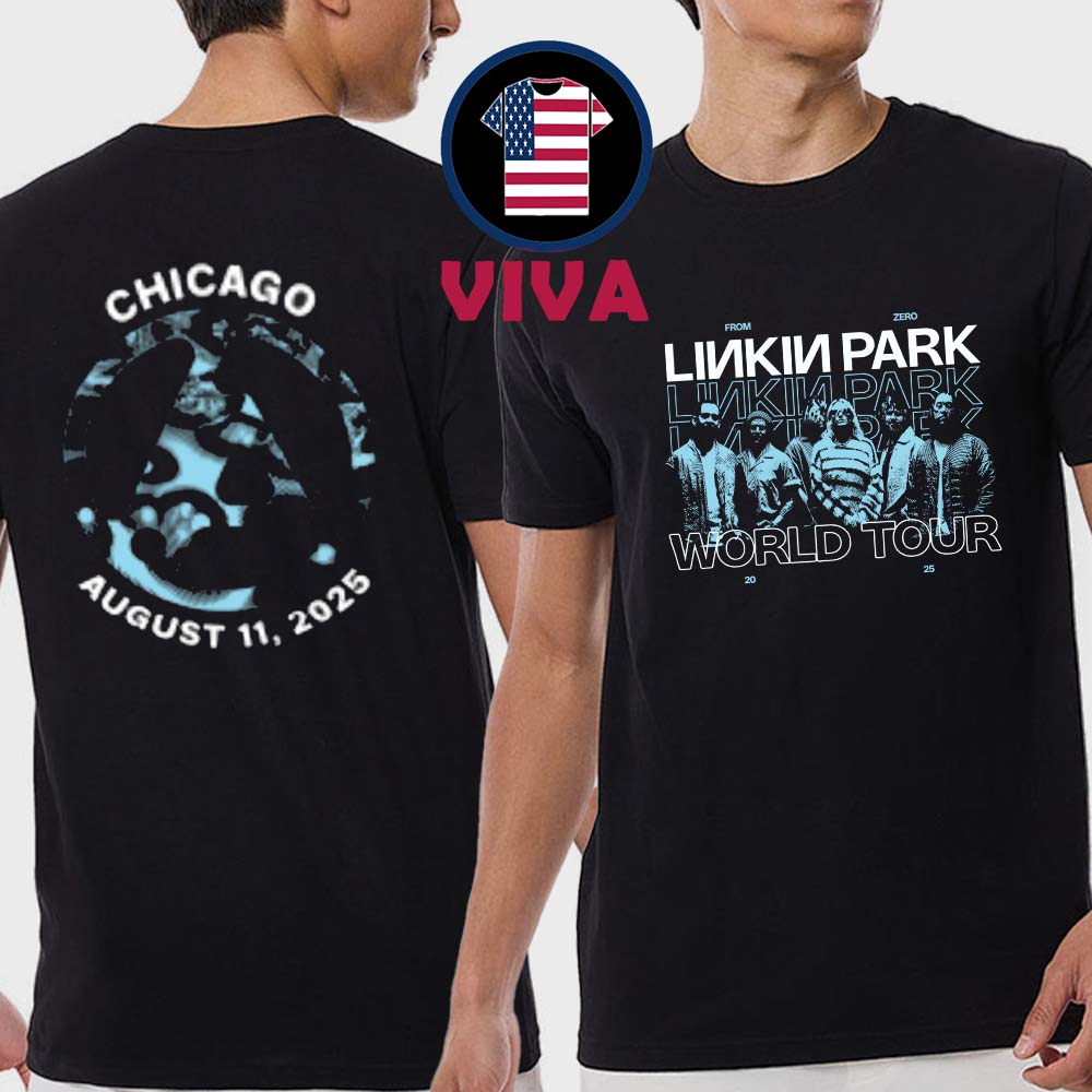 Linkin Park Chicago IL 2025 On August 11th From Zero Tour Two Sided T-Shirt Linkin Park Chicago IL 2025 On August 11th From Zero Tour Two Sided T-Shirt