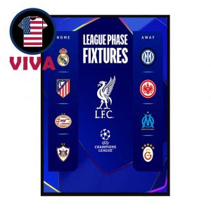 Liverpool UEFA Champions League Draw 2025 2026 League Phase Fixtures Schedule Home Decor Poster Canvas