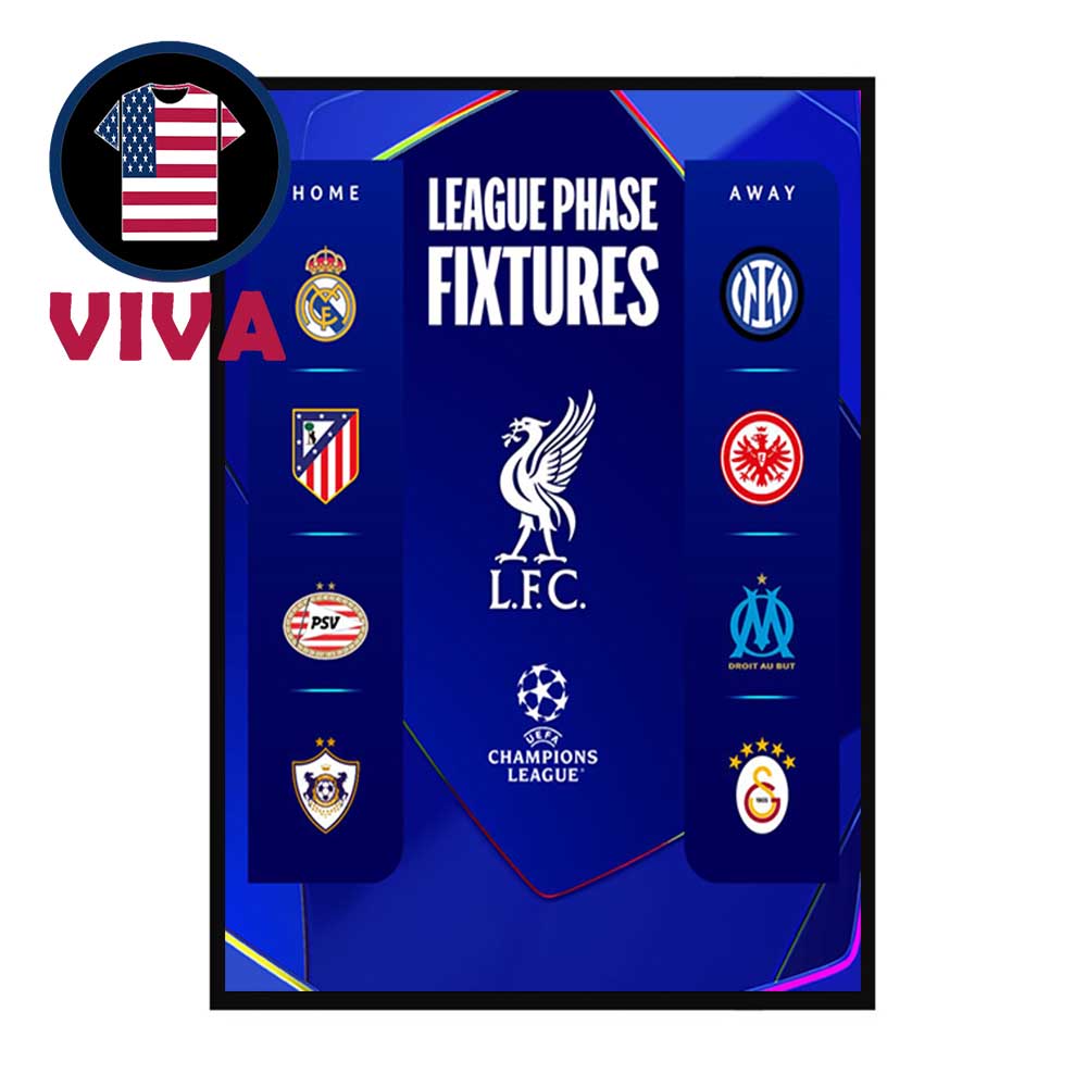 Liverpool UEFA Champions League Draw 2025 2026 League Phase Fixtures Schedule Home Decor Poster Canvas Liverpool UEFA Champions League Draw 2025 2026 League Phase Fixtures Schedule Home Decor Poster Canvas