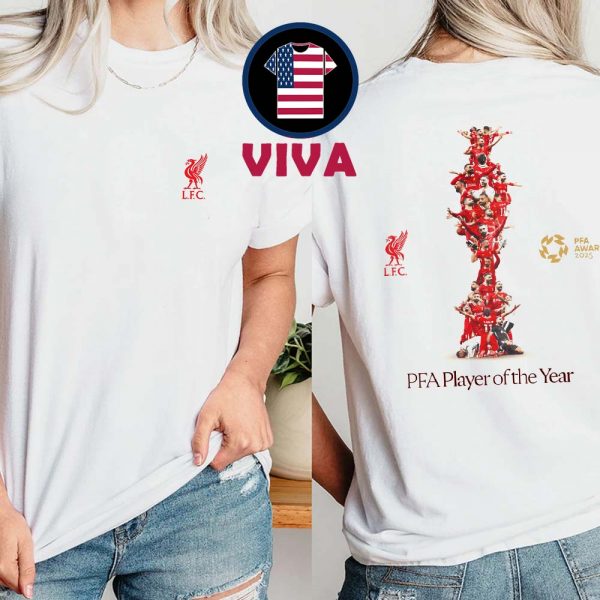 Mohamed Salah 2025 Mens PFA Players Player Of The Year Two Sided T-Shirt
