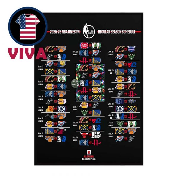 NBA 2025 2026 Regular Season Schedule Home Decor Poster Canvas