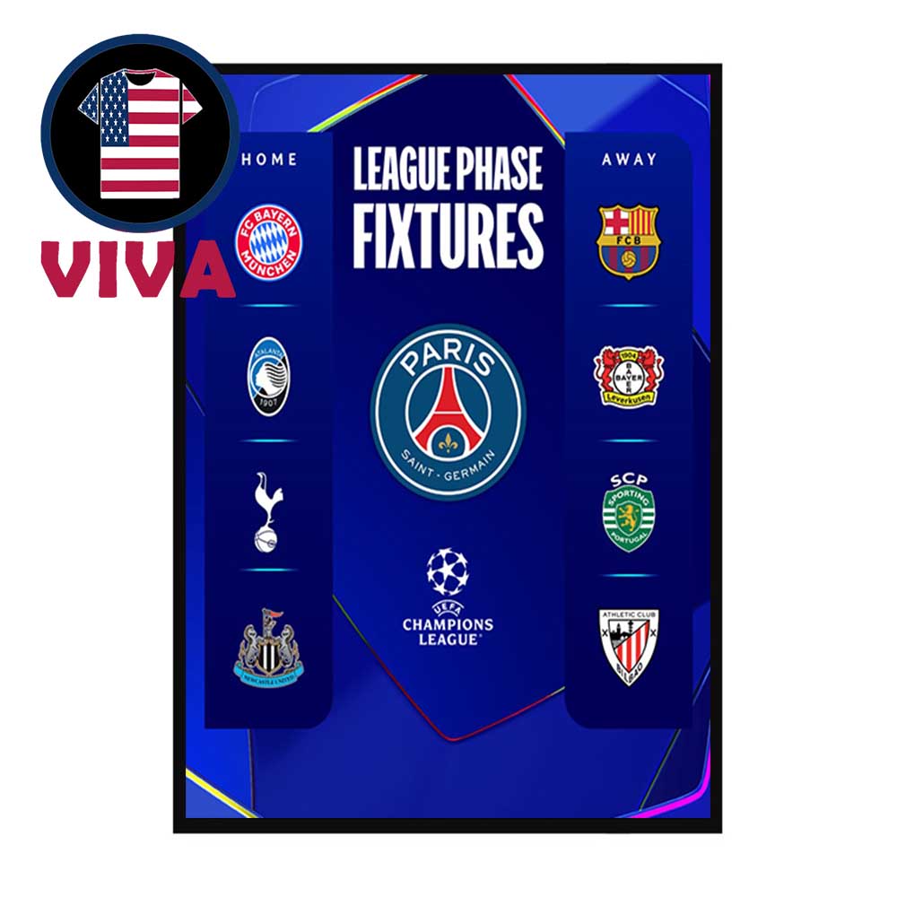 PSG Paris Saint Germain UEFA Champions League Draw 2025 2026 League Phase Fixtures Schedule Home Decor Poster Canvas PSG Paris Saint Germain UEFA Champions League Draw 2025 2026 League Phase Fixtures Schedule Home Decor Poster Canvas