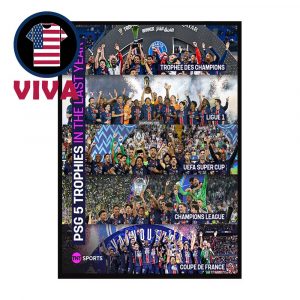 Paris Saint Germain All 5 Trophies 2025 Champions Winners Home Decor Poster Canvas