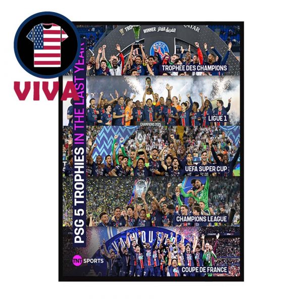 Paris Saint Germain All 5 Trophies 2025 Champions Winners Home Decor Poster Canvas