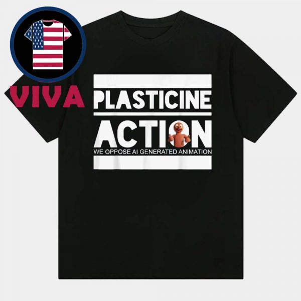 Plasticine Action We Oppose AI Generated Animation Unisex T-Shirt