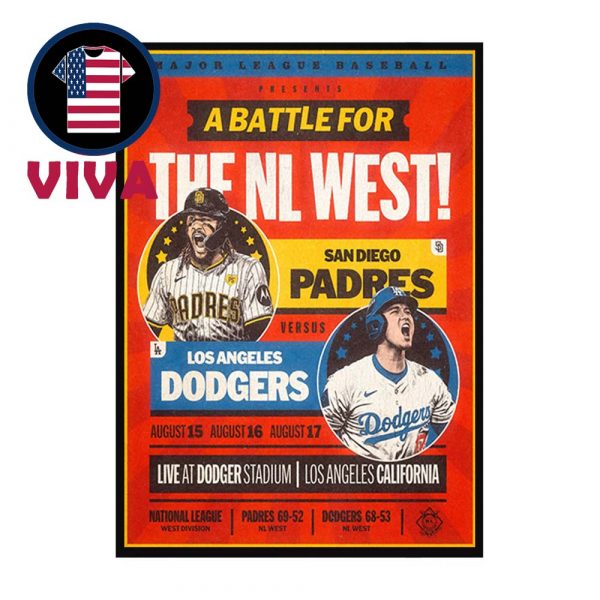 San Diego Padres vs Los Angeles Dodgers NL West MLB 2025 Home Decor Poster Canvas
