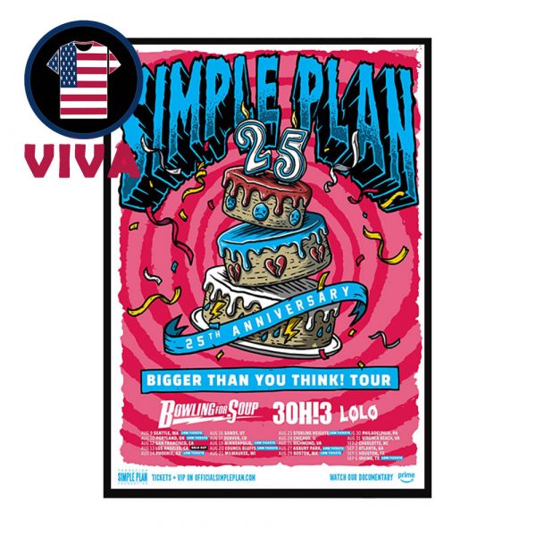 Simple Plan 25th Anniversary Tour Dates Home Decor Poster Canvas