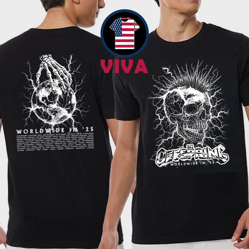 The Offspring 2025 Tour Dates Mohawk Skull Two Sided T-Shirt The Offspring 2025 Tour Dates Mohawk Skull Two Sided T-Shirt