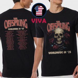 The Offspring 2025 Tour Dates Rose Skull Two Sided T-Shirt