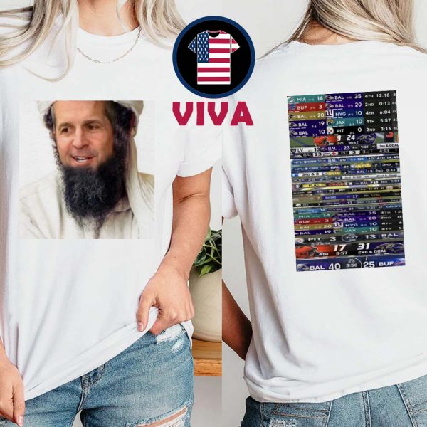Bin Laden Baltimore Ravens NFL John Harbaugh Two Sided T-Shirt