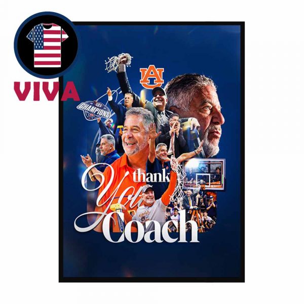 Bruce Pearl Retiring 2025 Auburn Basketball Thank You For Memories Home Decor Poster Canvas