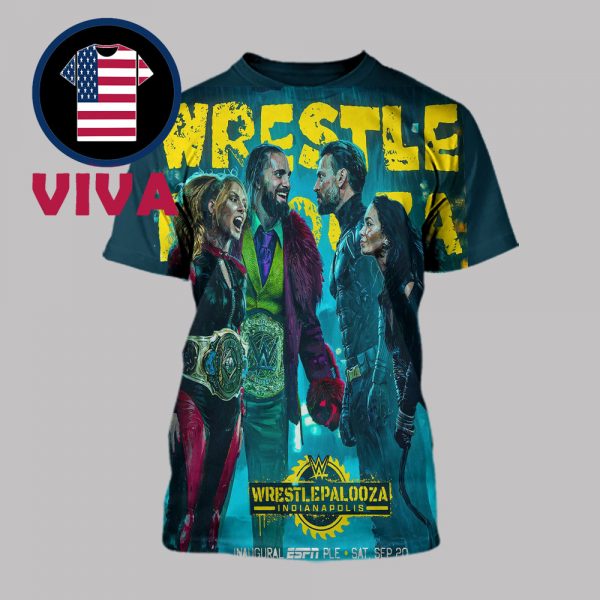 CM Punk AJ Lee Rollins And Becky Lynch WWE Wrestlepalooza 2025 All Over Print T-Shirt