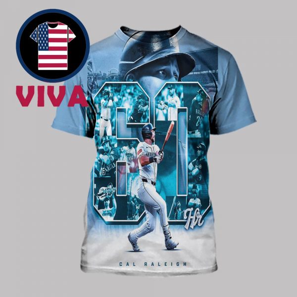 Cal Raleigh 60 Home Runs Seattle Mariners AL West Champions 2025 MLB All Over Print T-Shirt