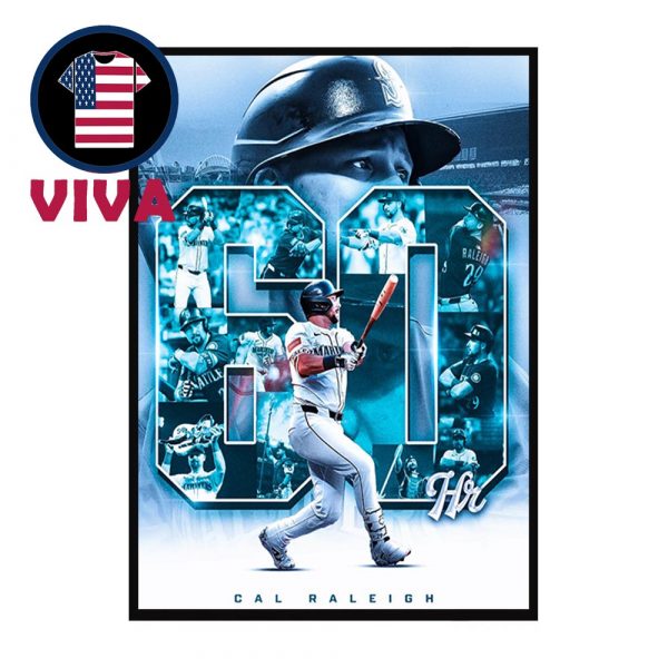 Cal Raleigh 60 Home Runs Seattle Mariners AL West Champions 2025 MLB Home Decor Poster Canvas