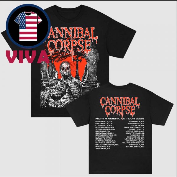 Cannibal Corpse Graveside 2025 Tour Dates Two Sided T-Shirt