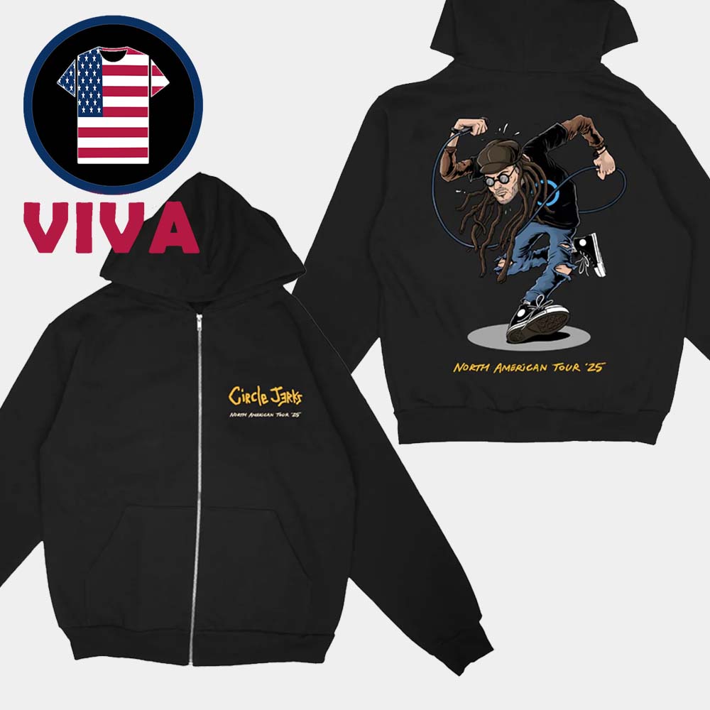 Circle Jerks Skankman 2025 Norht America Tour Dates Zip Hoodie Circle Jerks Skankman 2025 Norht America Tour Dates Zip Hoodie