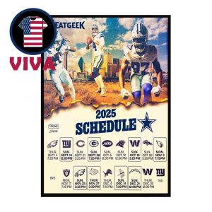 Dallas Cowboys NFL 2025 Schedule Home Decor Poster Canvas