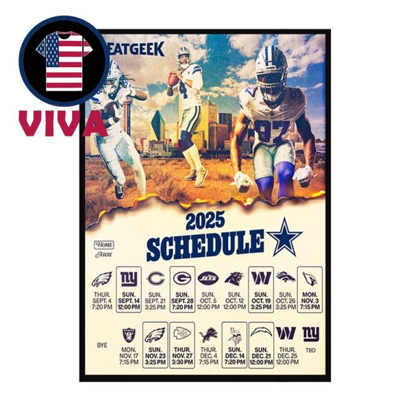 Dallas Cowboys NFL 2025 Schedule Home Decor Poster Canvas