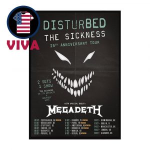 Disturbed 25th Anniverary Tour Dates 2025 With Megadeth Home Decor Poster Canvas