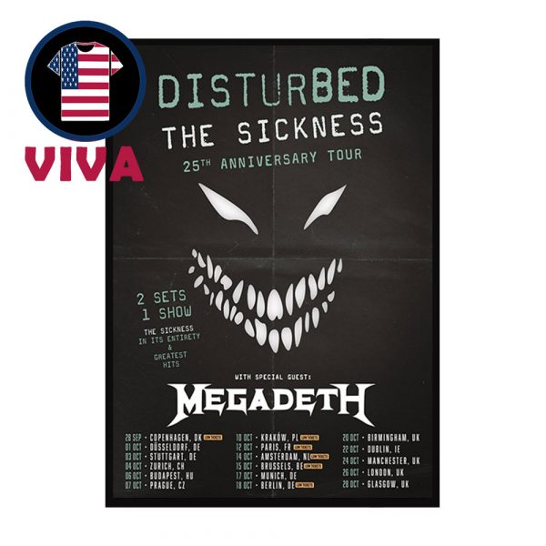 Disturbed 25th Anniverary Tour Dates 2025 With Megadeth Home Decor Poster Canvas