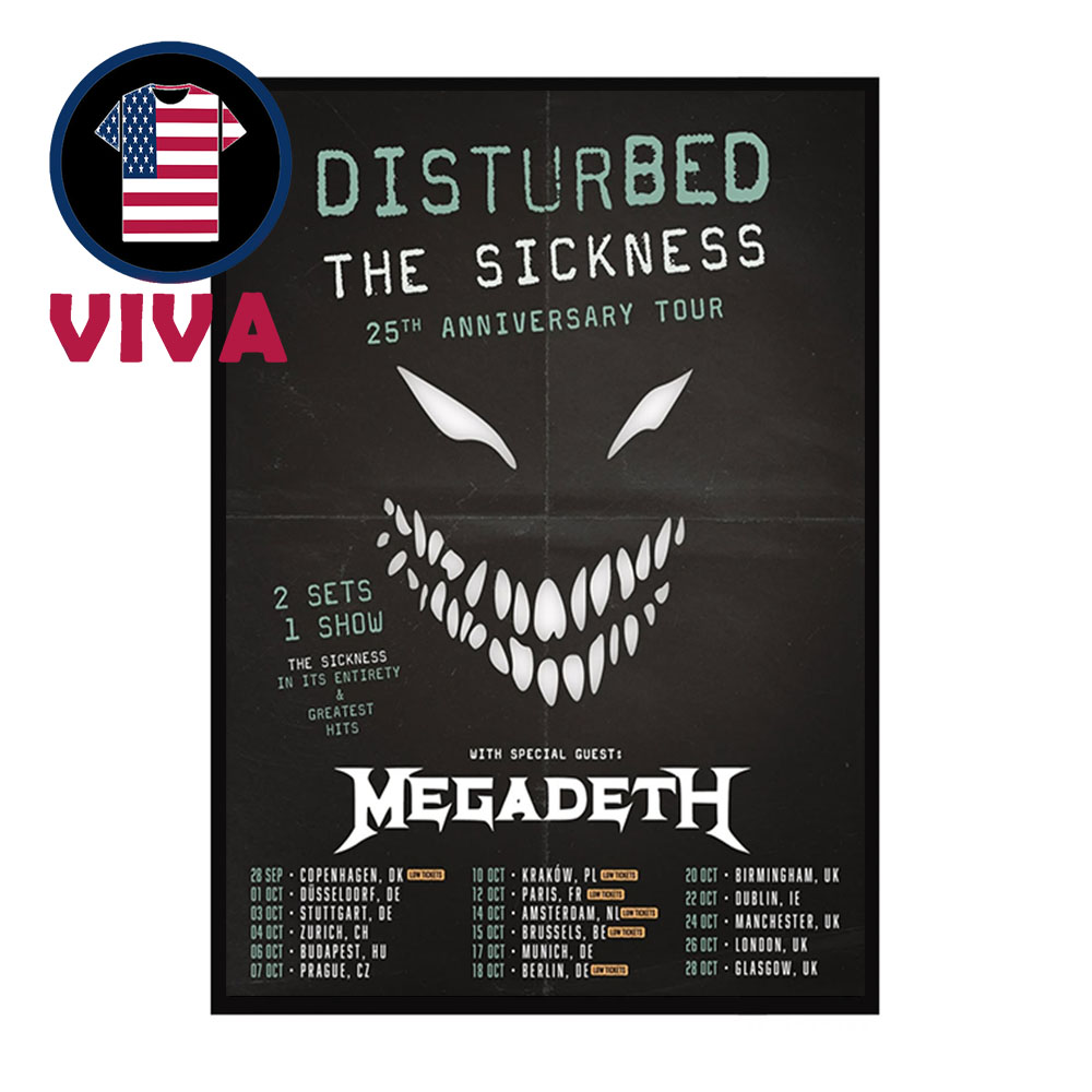 Disturbed 25th Anniverary Tour Dates 2025 With Megadeth Home Decor Poster Canvas Disturbed 25th Anniverary Tour Dates 2025 With Megadeth Home Decor Poster Canvas