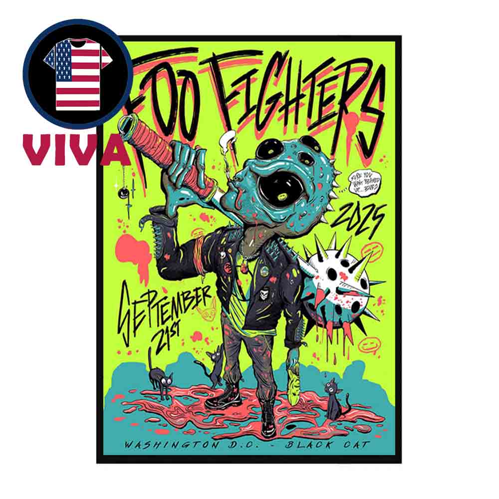 Foo Fighters Black Cat 2025 Washington DC On September 21st Alien Home Decor Poster Canvas Foo Fighters Black Cat 2025 Washington DC On September 21st Alien Home Decor Poster Canvas
