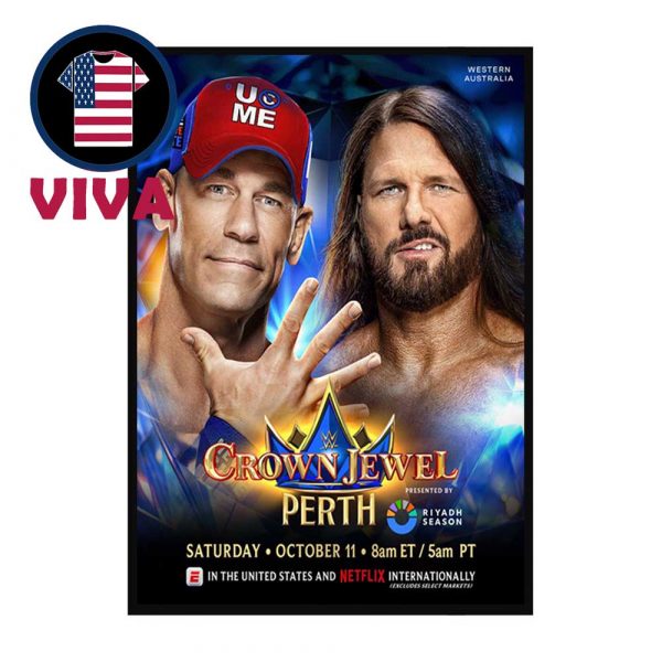 John Cena vs AJ Styles WWE Crown Jewel 2025 Perth Western Autralia Home Decor Poster Canvas