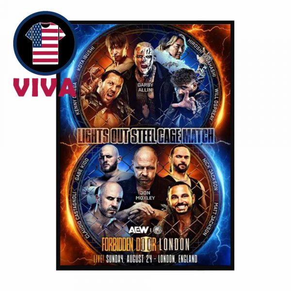 Lights Out Steel Cage Match Forbidden Door Lonfon AEW 2025 Limited Matchup Monday Art Print Home Decor Poster Canvas