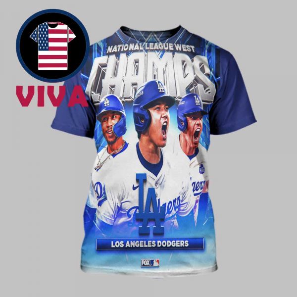 Los Angeles Dodgers NL West Champions 2025 MLB All Over Print T-Shirt
