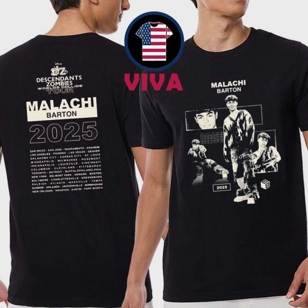 Malachi Barton Tour 2025 Descendants Zombies Worlds Collide Tour Dates Two Sided T-Shirt Hoodie Sweater