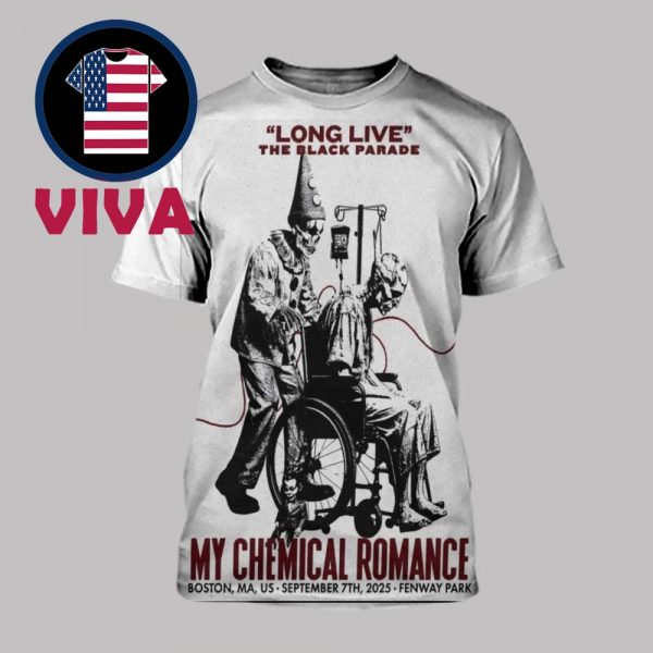 My Chemical Romance MCR Boston 2025 Fenway Park September 7th All Over Print T-Shirt