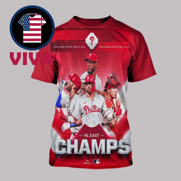 Philadelphia Phillies National League 2025 NL East Champions Back To Back All Over Print T-Shirt