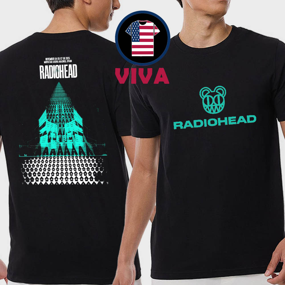Radiohead Madrid 2025 Tour Movistar Arena Spain November 4 5 7 8 Two Sided T Shirt Radiohead Madrid 2025 Tour Movistar Arena Spain November 4 5 7 8 Two Sided T Shirt