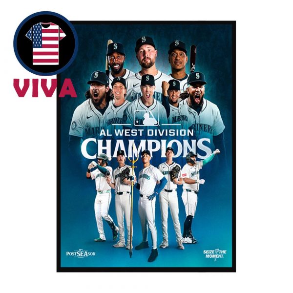Seattle Mariners AL West Champions 2025 MLB Seize The Moment Home Decor Poster Canvas