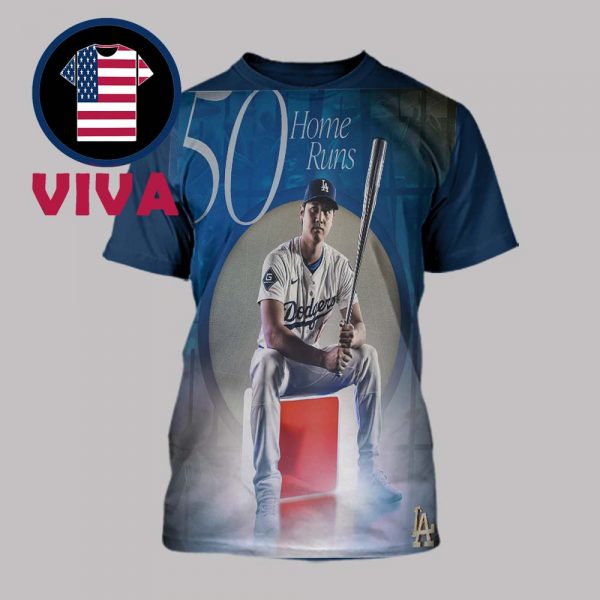Shohei Ohtani 50 Home Runs 50 Strikeouts 2025 MLB New 50 50 Club All Over Print T-Shirt