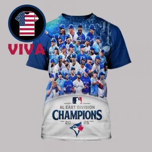 Toronto Blue Jays Al East Champions 2025 MLB All Over Print T-Shirt Toronto Blue Jays Al East Champions 2025 MLB All Over Print T-Shirt