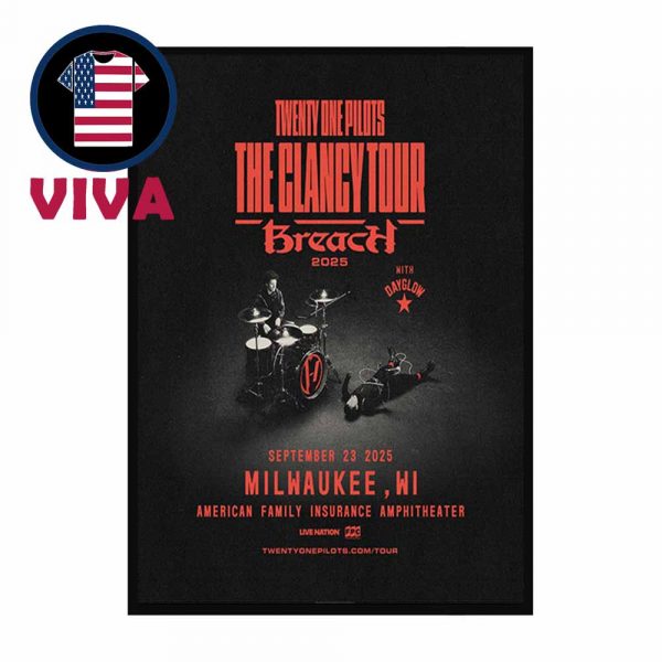 Twenty One Pilots American Family Insurance Amphitheater 2025 Milwauke WI Breach The Clancy Tour Home Decor Poster Canvas